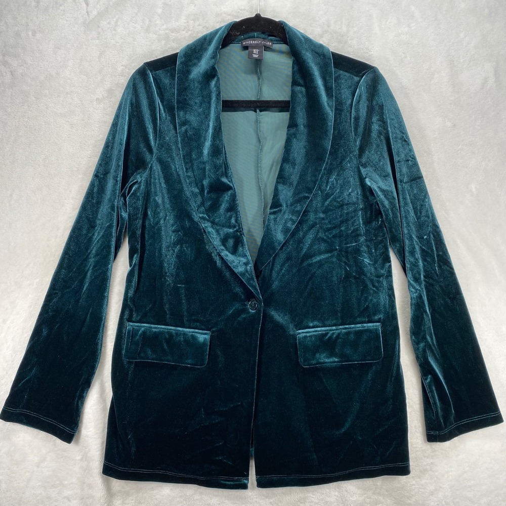 Sincerely Jules Velvet‎ Blazer Shawl Collar One Button Career Jacket Size M